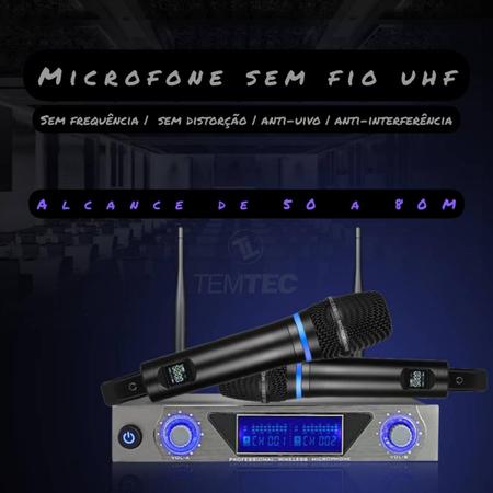 Imagem de Microfones dinâmicos sem fio duplo profissional recarregável