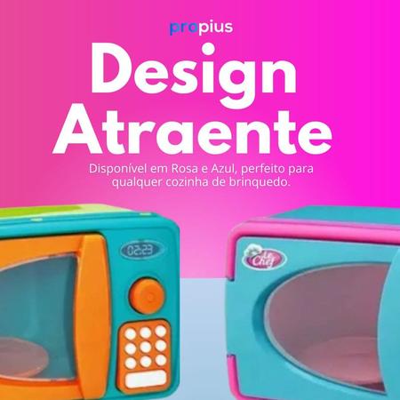 Imagem de Microondas Brinquedo Com Luz Som Azul Rosa Infantil Mini Cozinha Forno Menina Colecionável Para Brincar Passatempo