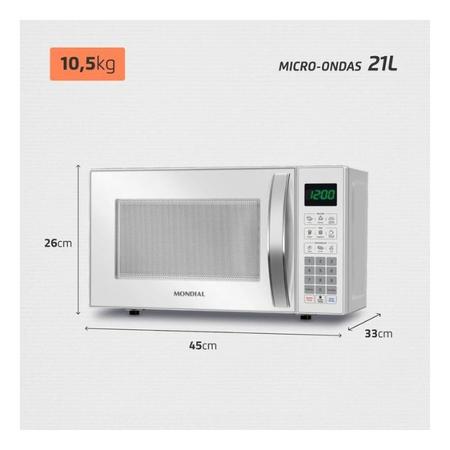 Imagem de Microondas Mondial Mo 01 21 W 1200w 21 Litros 220v White