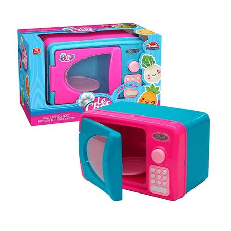 Imagem de Microondas Usual Brinquedos com Luz a Som - Azul e Rosa Faz de Contas Meninas