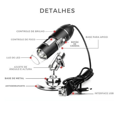 Imagem de Microscópio Digital USB com Câmera e Zoom 1000x para PC