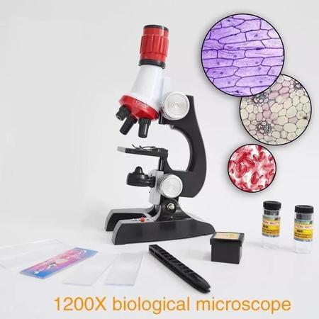 Imagem de Microscópio Monocular Até 1200 Vezes Acadêmico Escolar + Kit Ciência Educação Experimento Molecular Celula