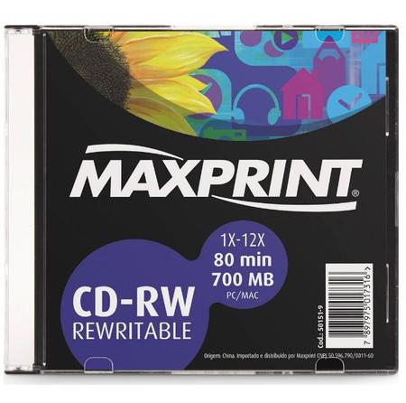 Imagem de Mídia cd-rw (regravável) caixa - maxprint