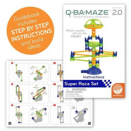 Imagem de MindWare Q-Ba-Maze Rally Racing - Kit Inclui 44 Cubos, 1 Vórtice de Mármore, 8 Trilhos Diretos, Turbo Launcher, Mármores e Mais - Idades 6 e Up