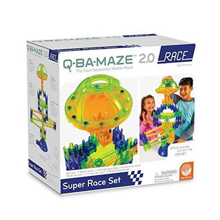 Imagem de MindWare Q-Ba-Maze Rally Racing - Kit Inclui 44 Cubos, 1 Vórtice de Mármore, 8 Trilhos Diretos, Turbo Launcher, Mármores e Mais - Idades 6 e Up