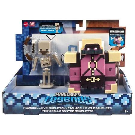 Minecraft - Figura Articulada - Pigmadillo vs Esqueleto - GYR98 - Matt -  Real Brinquedos