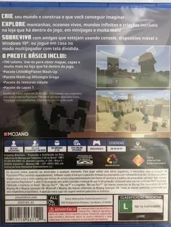 Minecraft Ps4 - Game Midia Fisica - Jogo Original Usado Playstation 4