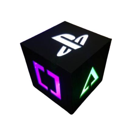 Imagem de Mini Abajur Play V2 Cubo Mesaled Gamer Acrílico Psn Símbolos