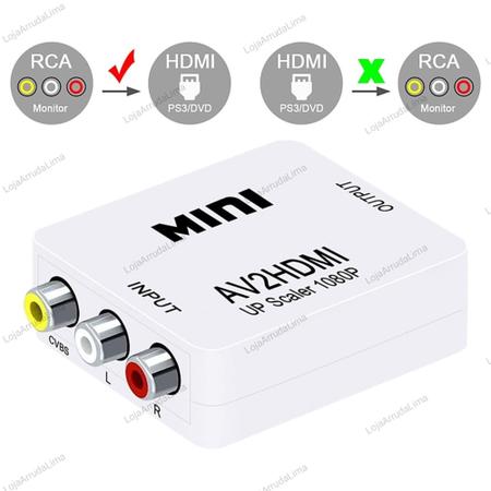 Imagem de Mini Adaptador Av Rca Para Hdmi Conversor Av2Hdmi - AL