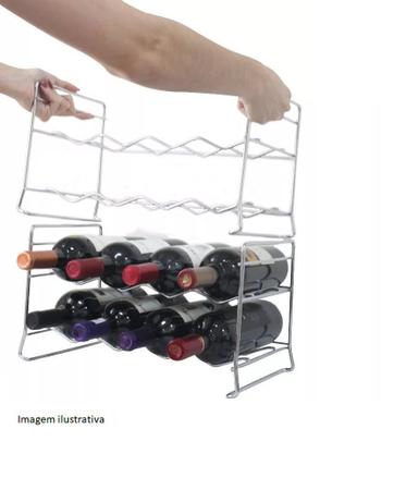 Imagem de Mini Adega Empilhável Porta Garrafas Rack Vinho Aço Schmitt