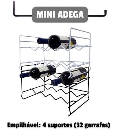 Imagem de Mini Adega Porta Garrafas Vinho Suporte para 8 garrafas Preto Organizador