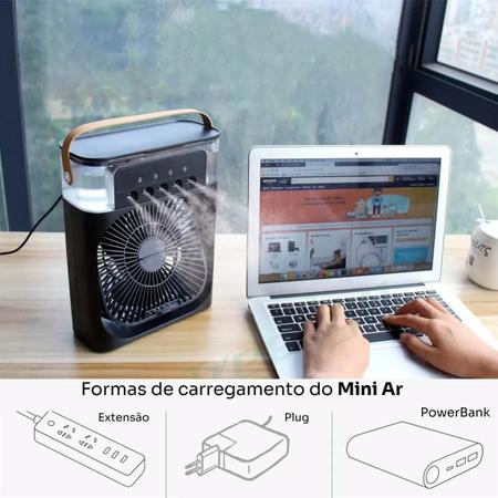 Mini Ar Cond. 4 em 1 Ventilador Umidificador 10W 600ml - Melhor Preço Imagem de Mini Ar Cond. 4 em 1 Ventilador Umidificador 10W 600ml