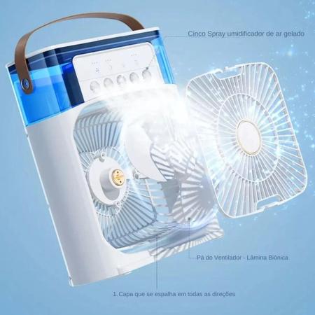 Mini Ar Cond. 4 em 1 Ventilador Umidificador 10W 600ml - Melhor Preço Imagem de Mini Ar Cond. 4 em 1 Ventilador Umidificador 10W 600ml
