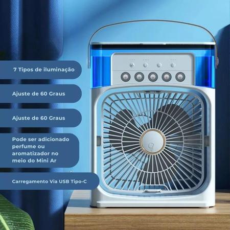 Mini Ar Cond. 4 em 1 Ventilador Umidificador 10W 600ml - Melhor Preço Imagem de Mini Ar Cond. 4 em 1 Ventilador Umidificador 10W 600ml