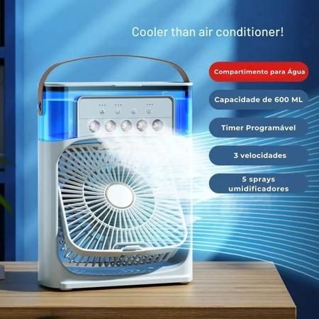 Mini Ar Cond. 4 em 1 Ventilador Umidificador 10W 600ml - Melhor Preço Imagem de Mini Ar Cond. 4 em 1 Ventilador Umidificador 10W 600ml