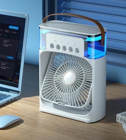 Imagem de Mini Ar Condicionado Ventilador Umidificador Portátil Com Luz Noturna De 7 Cores E Timer