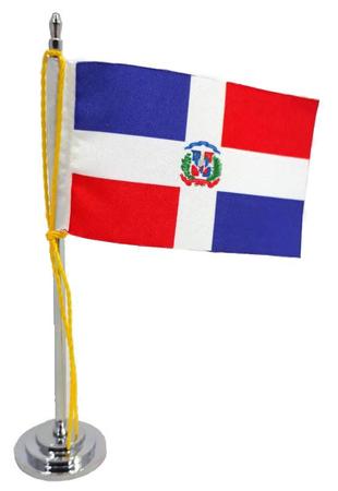 Imagem de Mini Bandeira de Mesa da República Dominicana 15 cm Poliéster