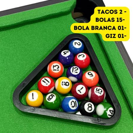 Mesa Sinuca Infantil Completa Com Jogo Bolas E Tacos Bilhar