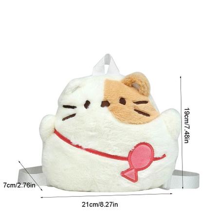 Imagem de Mini Bolsa Mochila Infantil Bolsinha Pélucia Fofo Kawaii Passeio Bichinhos Animais Divertido Gato Pinguim Coelho