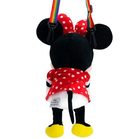 Mini Bolsa Pelúcia Minnie Coração Arco-Íris 20cm - Disney Imagem de Mini Bolsa Pelúcia Minnie Coração Arco-Íris 20cm - Disney