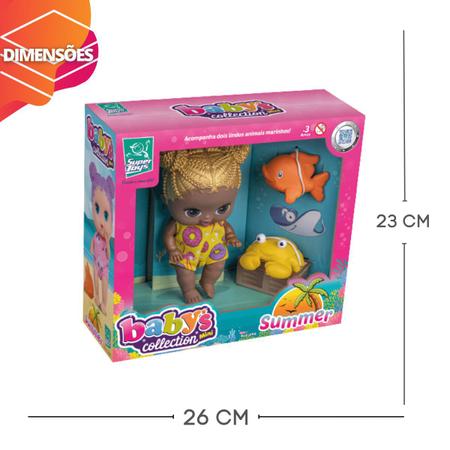 Mini Boneca Baby Collection Verão Praia c/ Bixinhos Marinhos - Super Toys Imagem de Mini Boneca Baby Collection Verão Praia c/ Bixinhos Marinhos