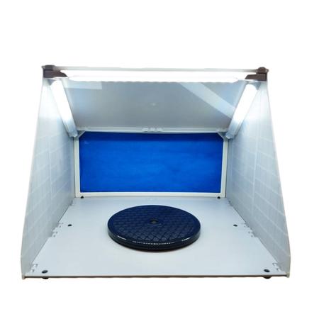 Imagem de Mini cabine de aerografia com led e exaustor+kit aerografo profissional+aerografo extra