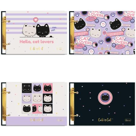 Imagem de Mini Caderno Argolado Cute Cat 50 Folhas CADERSIL