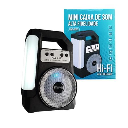 Imagem de Mini Caixa de Som Portátil Bluetooth com Lanterna e Rádio Fm Inova Rad-8623 - Bateria Durável