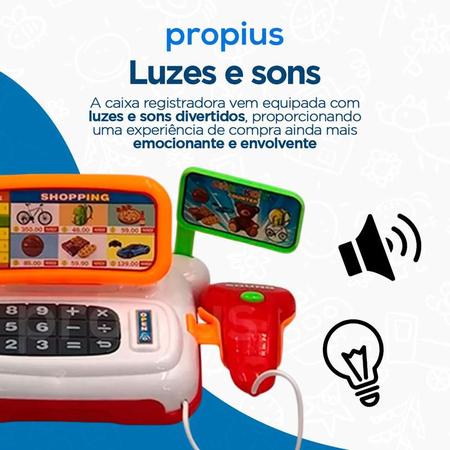 Imagem de Mini Caixa Registradora Infantil Brinquedo Mercado Menino Menina Criança Supermercado Completa Educativo Lojinha