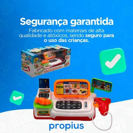 Imagem de Mini Caixa Registradora Infantil Brinquedo Mercado Menino Menina Criança Supermercado Completa Educativo Lojinha