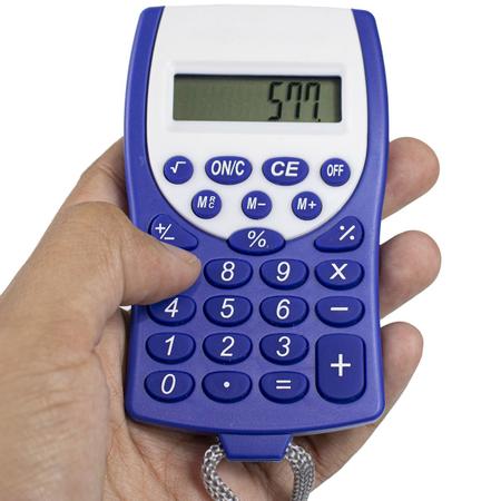 Imagem de Mini calculadora portátil colorida com cordão para bolso escolar escritorio