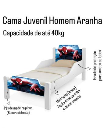 Imagem de Mini Cama C/ Proteção Lateral Infantil Homem Aranha