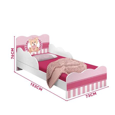 Mini cama Juvenil Infantil Gatinho Branca/Rosa Com Colchão - Móveis Bela