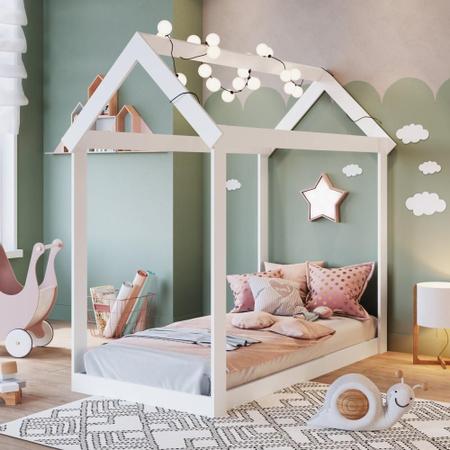 Imagem de Mini Cama Infantil Montessoriana Casinha Cabana Sem Colchão Quarto Criança Branco