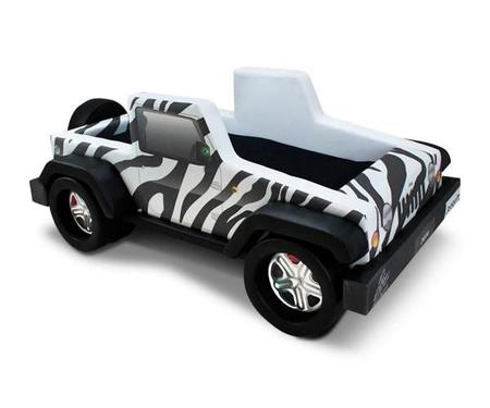 Imagem de Mini Cama Jeep Safari com rodas embutidas - cor preta e branca