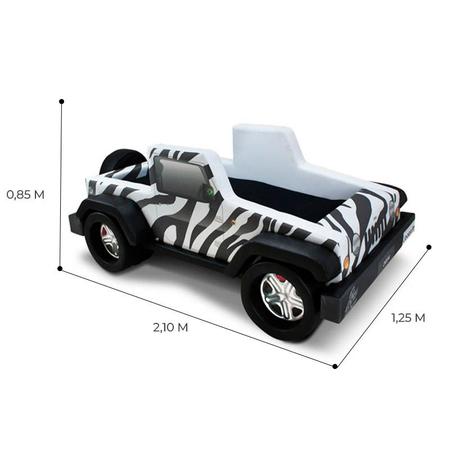 Imagem de Mini Cama Jeep Safari com rodas embutidas - cor preta e branca