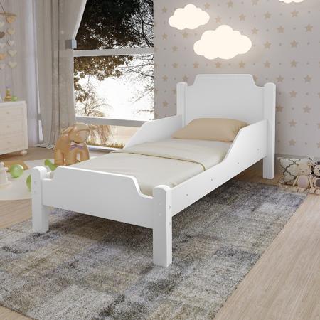 Imagem de Mini cama juvenil para crianças branca com proteção lateral