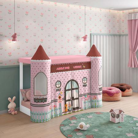 Cama Infantil Casa de Boneca com Cama Auxiliar e Luz/LED Pura