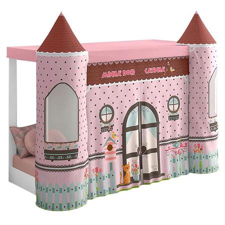 Imagem de Mini Cama Montessoriana com Dossel Doce Casinha Rosa  Pura Magia