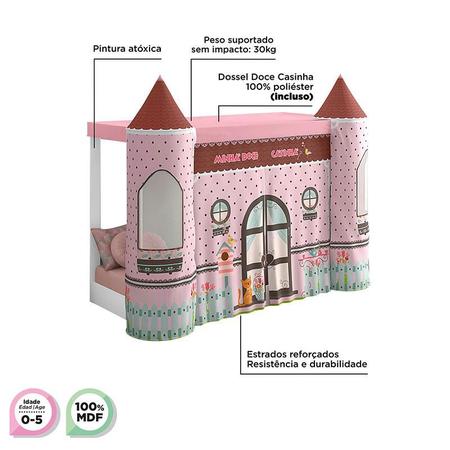 Imagem de Mini Cama Montessoriana com Dossel Doce Casinha Rosa  Pura Magia