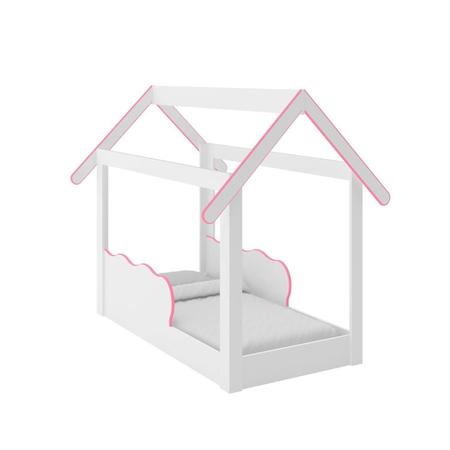 Imagem de Mini Cama Montessoriana MC060 DJD Móveis Branca/Rosa