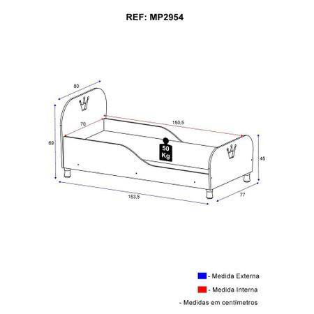 Mini Cama Realeza com colchão 150cmx70cm 100% MDF Multimóveis Branca Imagem de Mini Cama Realeza com colchão 150cmx70cm 100% MDF Multimóveis Branca