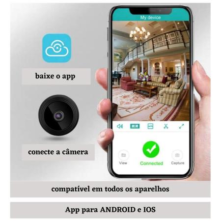 Imagem de Mini Camera A9 Full HD 1080P Espiã Residencial Empresa Uber Segurança Grava Voz Android IOS Wifi