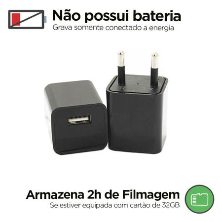 Imagem de Mini Câmera Espiã Disfarçada de Carregador de Celular Espião