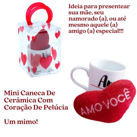 Imagem de Mini Caneca De Ceramica Com Coração De Pelucia Dias Das Mãe