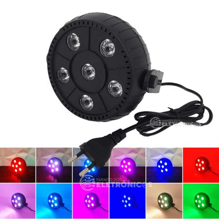 Imagem de Mini Canhão Laser Jogo De Luz Com 6 Leds Rgb Potente Efeito Estroboscópio Bivolt DS3853