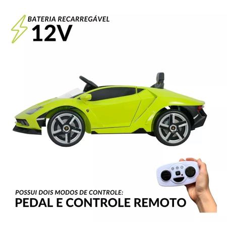 Imagem de Mini Carrinho Elétrico Centenário 12v Verde USB MP3 Luz Som Controle Remoto Suporta 30kg