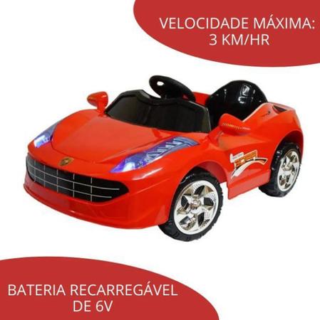 Imagem de Mini Carro Eletrico 6v Infantil Vermelho 3km/h BW005VM Importway