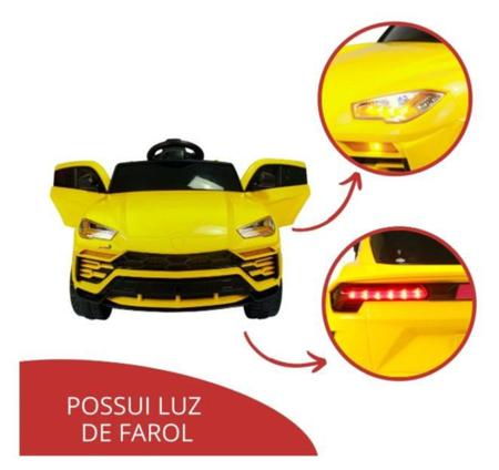 Mini Carro Elétrico Infantil Com Controle Remoto Amarelo BW029AM