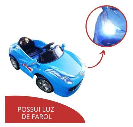 Imagem de Mini Carro Esportivo Elétrico Infantil com Controle Remoto Azul Importway BW097AZ